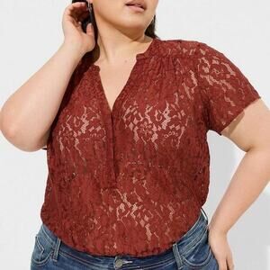 Burgundy harper lace blouse